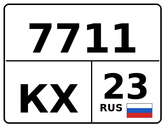 Госномер 7711КХ регион 23